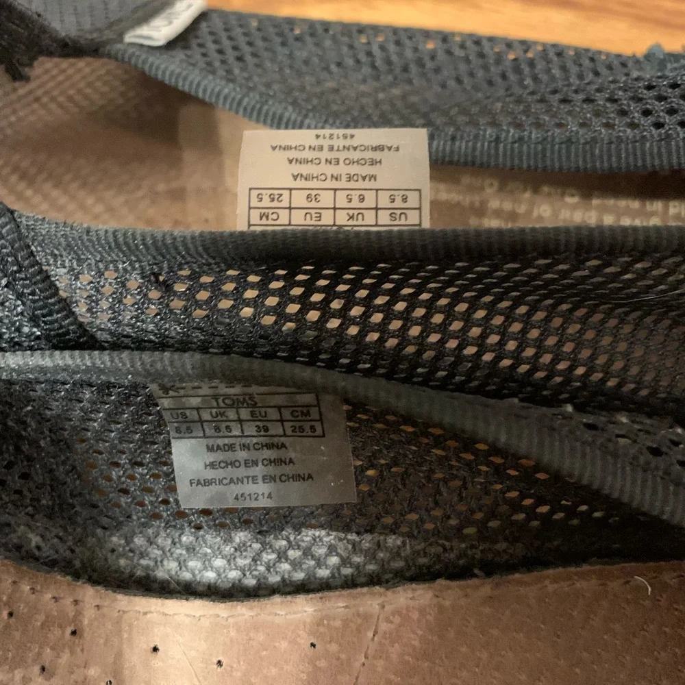 Black Mesh Suede Tom’s Alpargata Flats Shoes Espadrilles - Picture 4 of 7